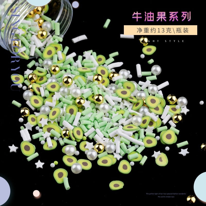 Wholesale DIY Crystal Dropping Gel Fruit Soft Pottery Candy Accessories  In Globe Balls Snow Stars Pearl Flowing Sand Filler